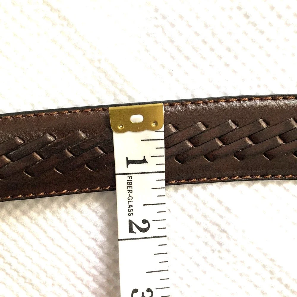 Columbia Belt Mens 38 Brown Leather Braided Center Design Dress Casual waist